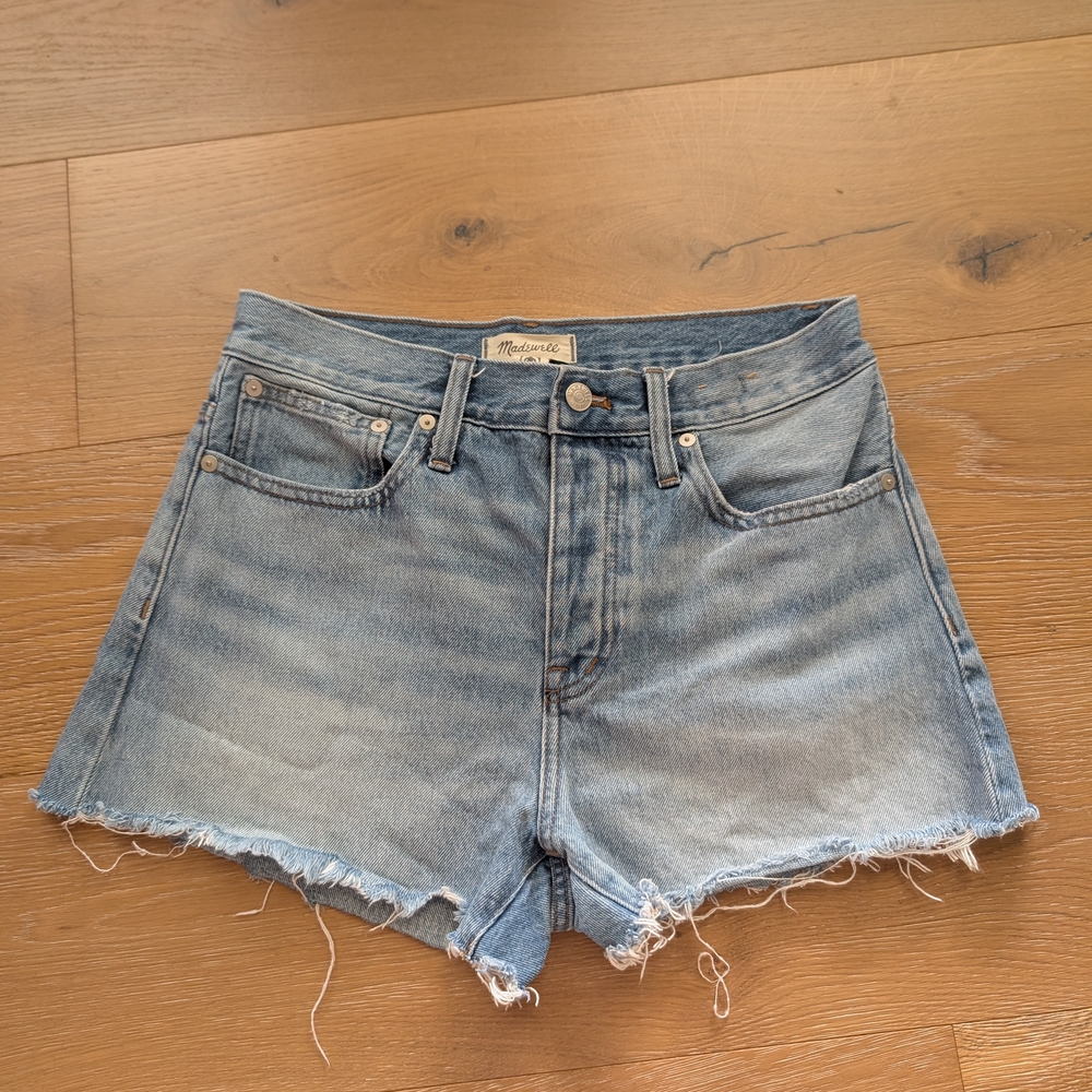 Madewell Blue Jean Shorts with Distressed Hem